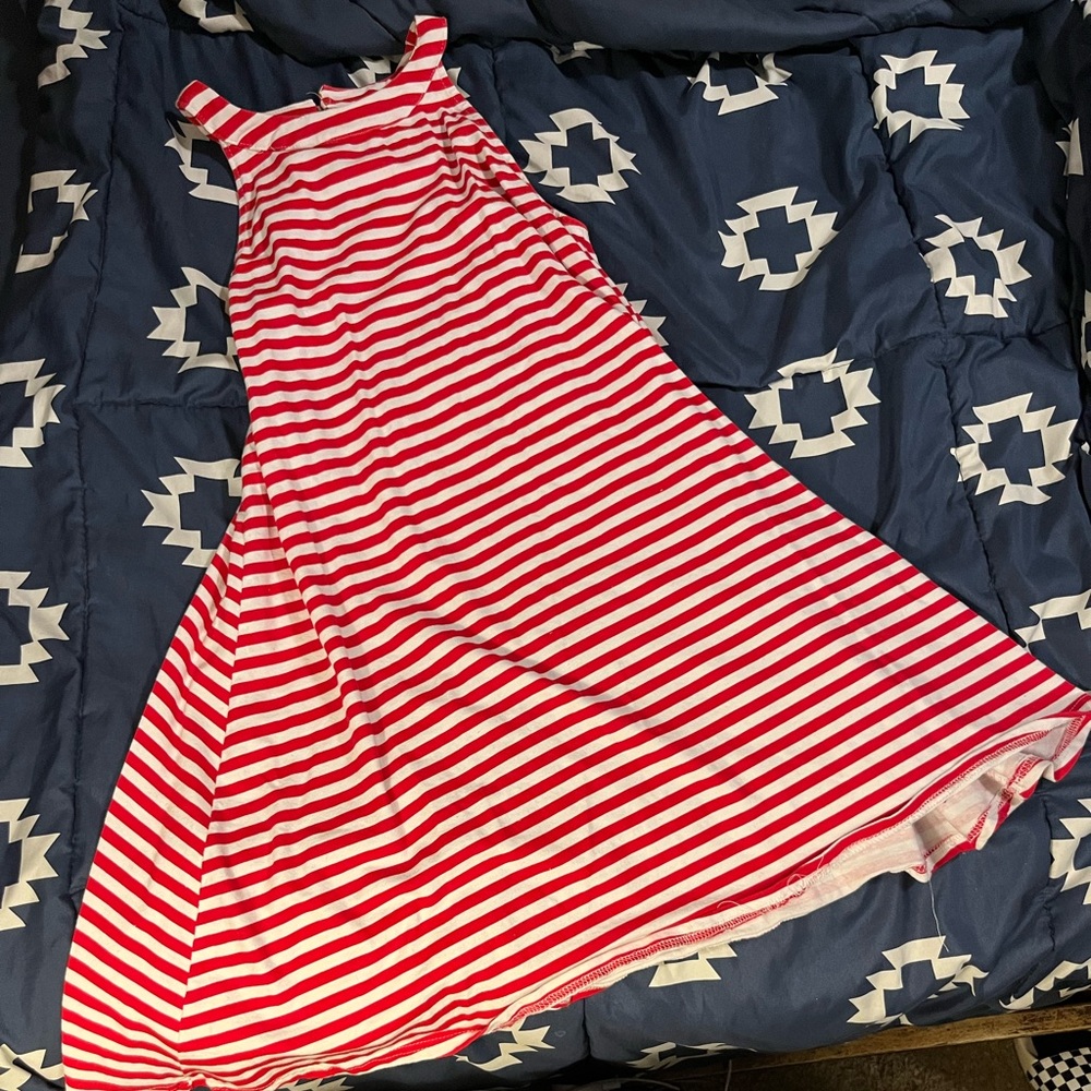 Red and White Striped Women's Skirt